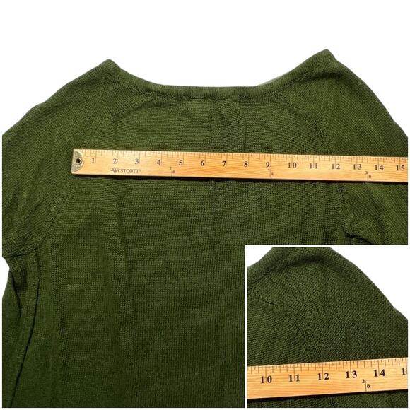 Zara Knit Floral Chiffon Sweater Tunic High Low Split Hem Long Sleeves Green - Picture 9 of 12